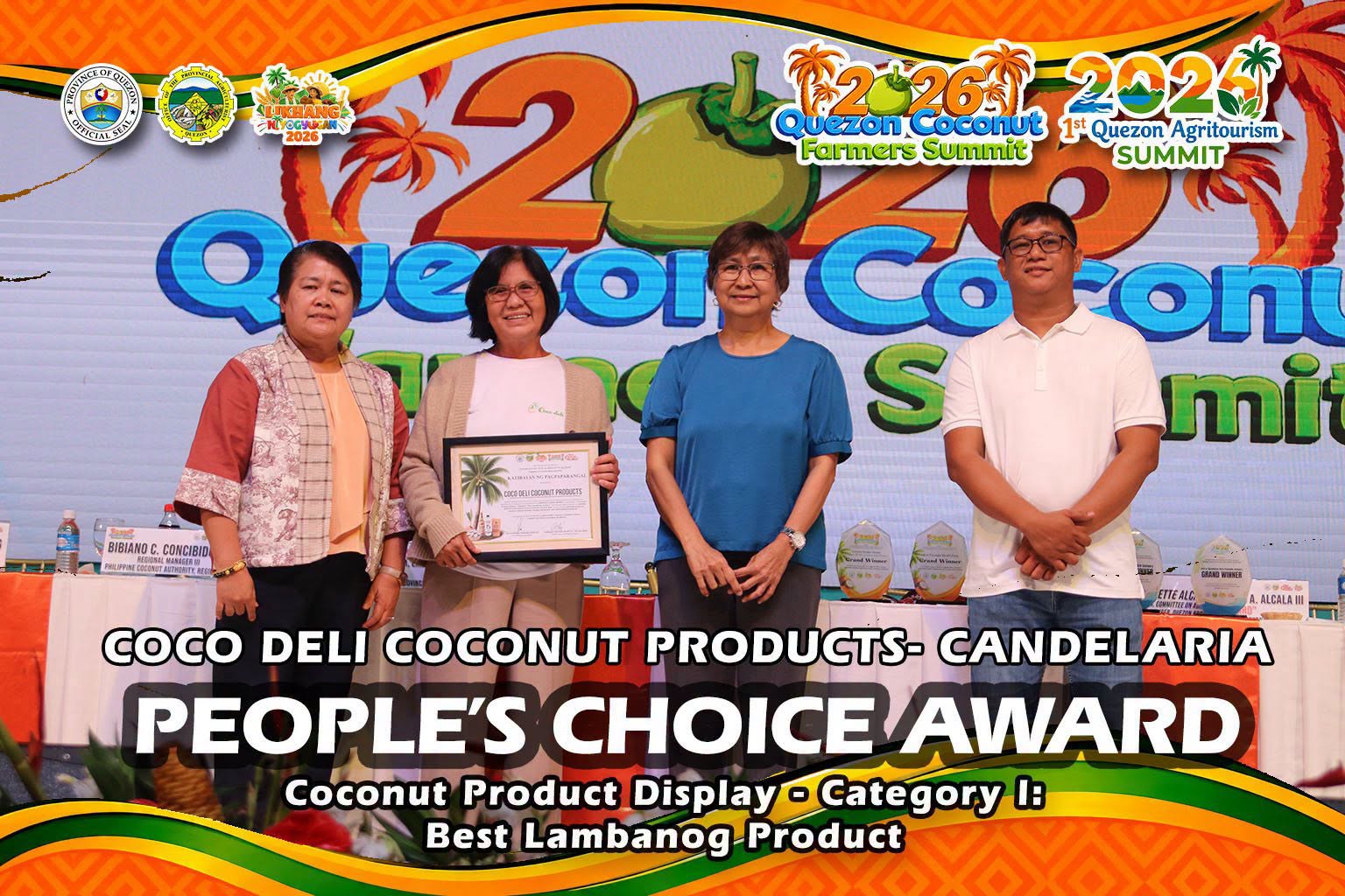 Coco Deli – People's Choice Award, Coconut Product Display, Quezon Coconut Farmers Summit 2026